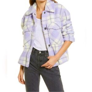 7 For All Mankind Purple and Cream Teddy Jacket